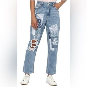 American Eagle Patchwork Mom Straight Jean NWT